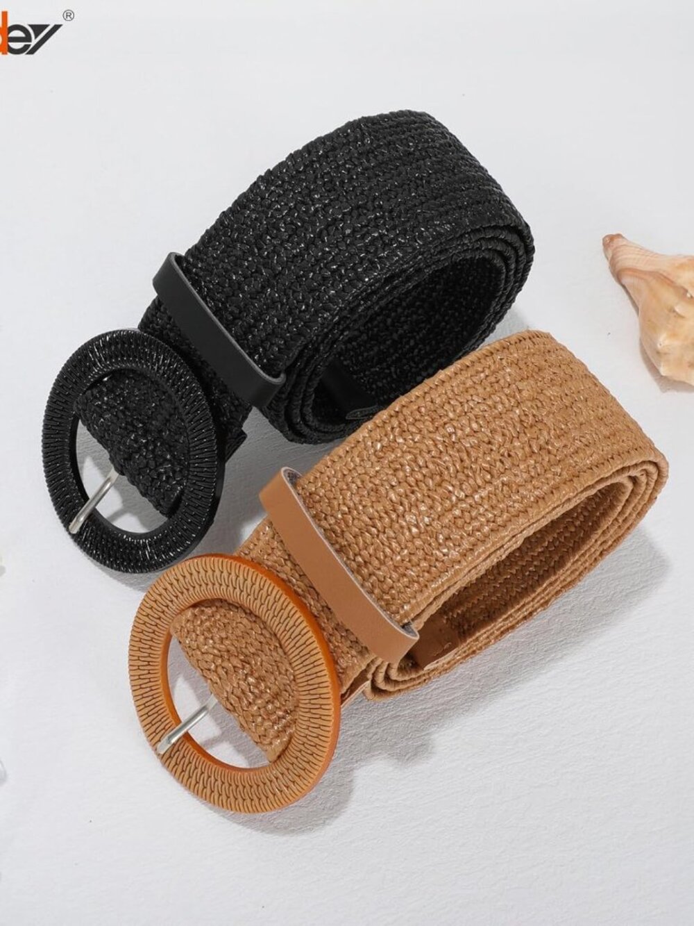 2 Pack Straw Woven Elastic Belt Braided Stretch Wide Boho Rattan Waist Belt for - Picture 6 of 6